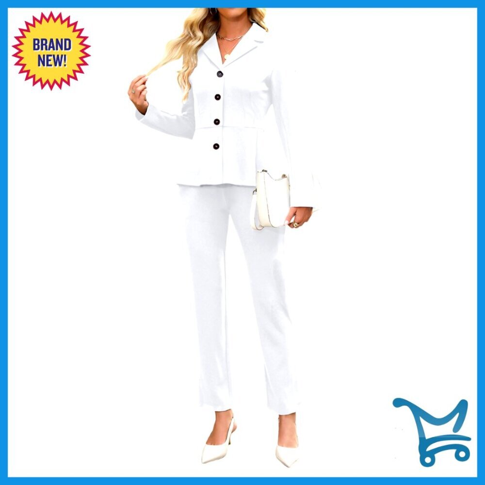 Women's Long Sleeve Blazer Pant Suit Set for Office Work Business Outfits